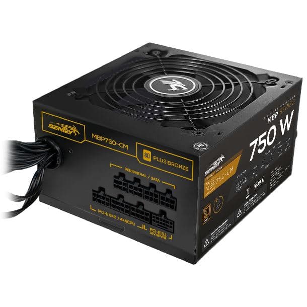 FUENTE 750W SENTEY MBP750-CM ATX 3.1 PCIE 5.1 80 PLUS BRONZE SEMI MODULAR · 80+ Bronze