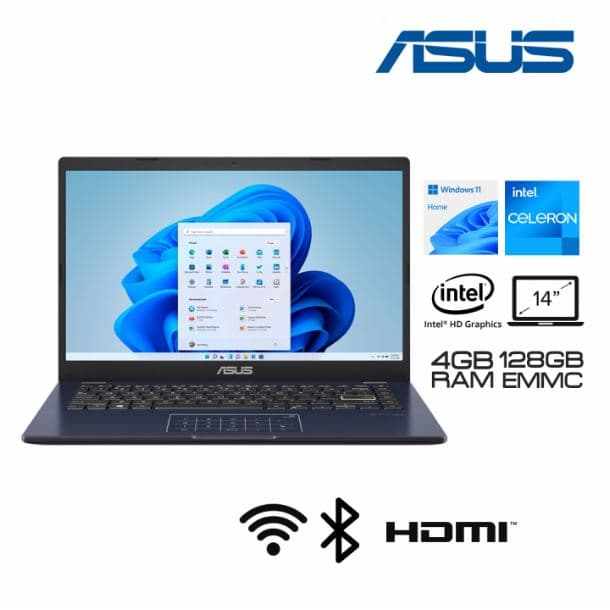 NOTEBOOK ASUS 14 E410MA CELERON N4020 4GB 128GB W11 PLATEADA · Asus · Intel